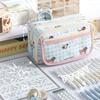 Large Capacity Kawaii Pencil Bag Zipper Pen Pencil Case Badge Pouch Stationery Bag  Student