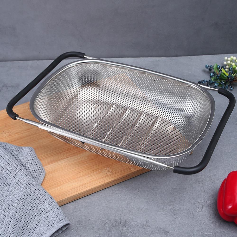 Feinmaschiger Spülbecken-Ablagekorb Ausziehbarer Gemüse-Abtropfständer Siebkorb Obst abspülen