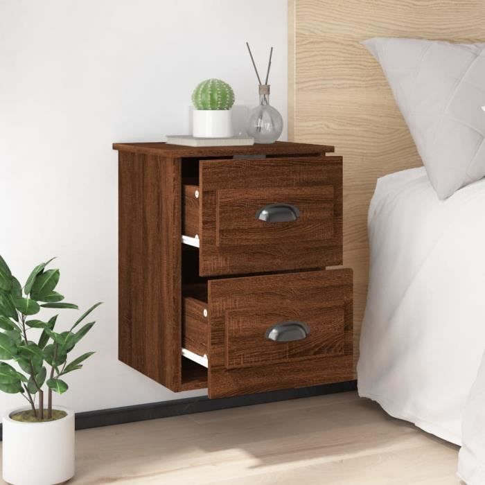 VidaXL Wall-mounted Bedside Table Brown Oak 41.5x36x53 Cm 816406