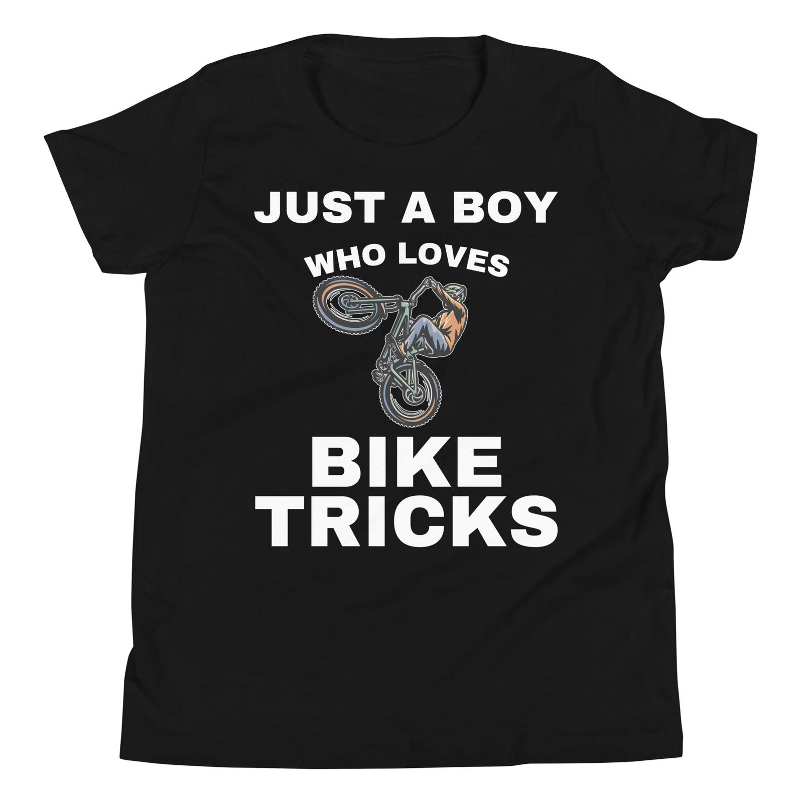 

Just A Boy Who Loves Bike Tricks Cycling Bicycle Stunt Youth T-Shirt 100