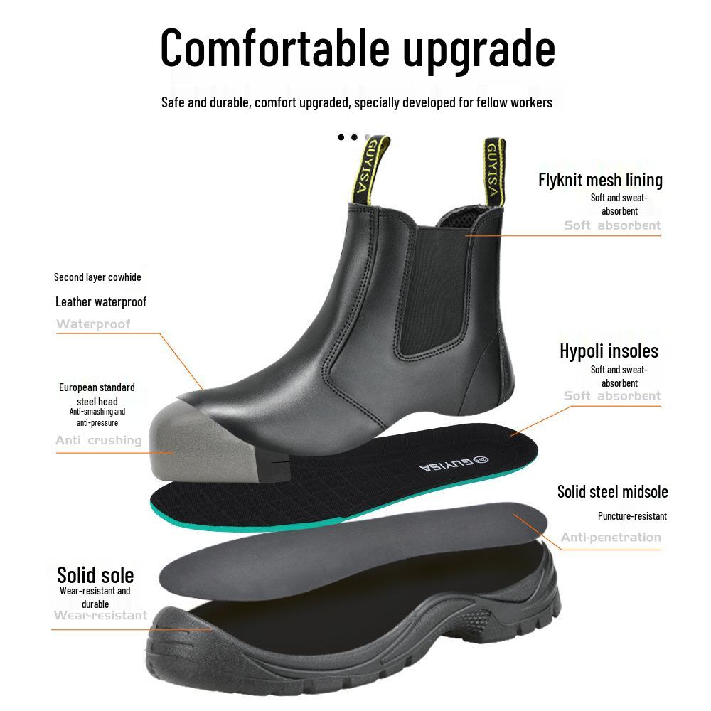 Crosschoice Sicherheitsstiefel aus Rindsleder mit Stahlkappe - Antistatisch, Durchtrittsicher, Stoßfest, Abriebfest, Staubfreier Schutz.