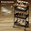 3 Tier Kitchen Storage Trolley With On Wheels Cover Top Board   Rustic Brown And Black
