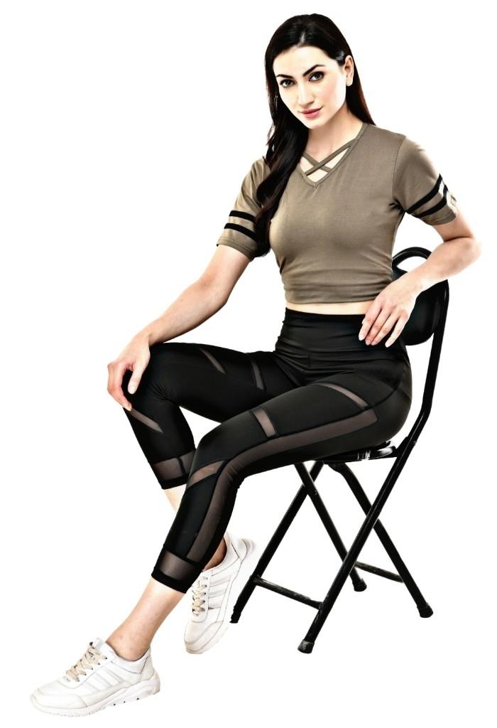 Body Smith Solid Black Mesh Workout Tights