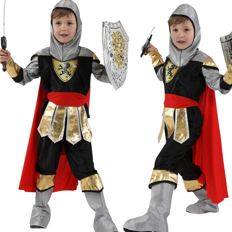 Halloween Medievale Romano Cavaliere Reale Guerriero Con Mantello Costume Cosplay Per Ragazze Ragazzo Carnevale Soldato Europeo