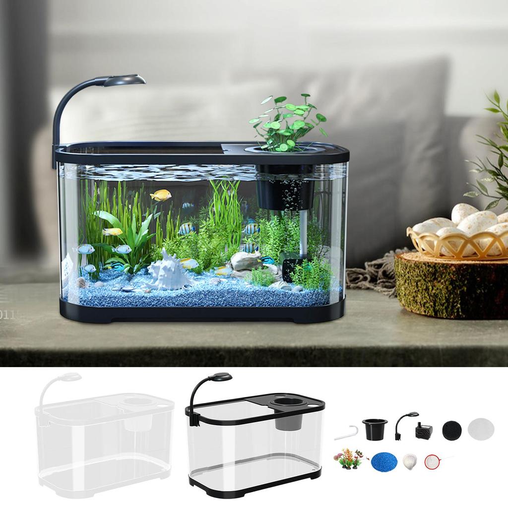Small Aquarium Starter Kit Small Betta Fish Tank Clear Silent Aquarium Decorative Desktop Fish Tank for Betta Terrapin Frog