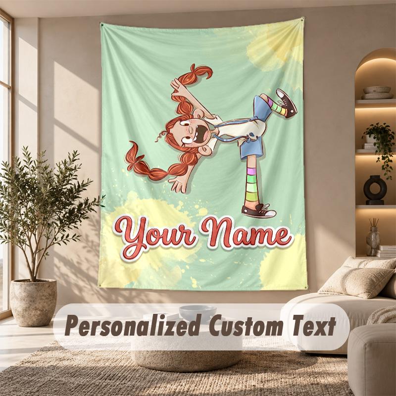 Tapestry Custom Name Text, Wall Hanging Tapestry Home Room DecorPippi Longstocking
