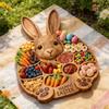Wooden Cute Rabbit-Shaped Serving Tray with Divided Compartments Rabbit Serving Platter for Spring Home Kitchen Snacks and Fruit