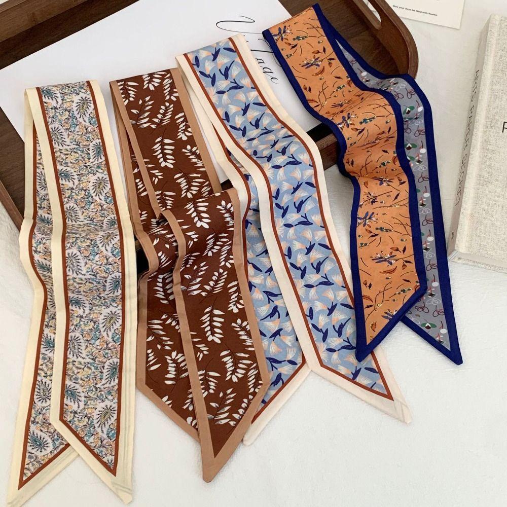 Luxury Neck Strap Long Hair Band Fashion Silk Scarves