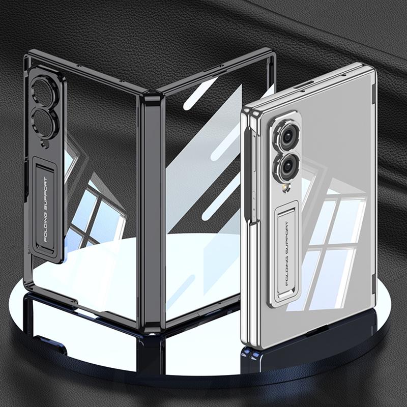 Magnetic Hinge Plating Clear Case for Samsung Galaxy Z Fold 8 Ultra Screen Glass Protective Stand Cover for Galaxy Z Fold7 Case