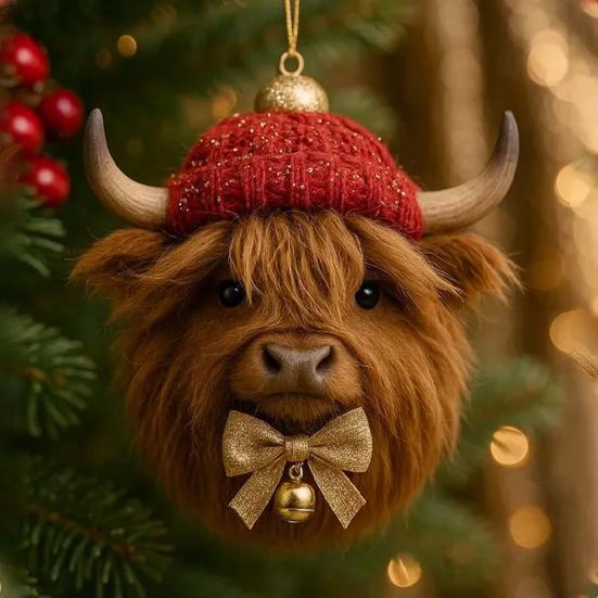 Winter Acrylic Cat Hanging Decoration Christmas Tree Knitted Hat Kitten Dog Rabbit Hedgehog Hanging Ornament Animal Pendant