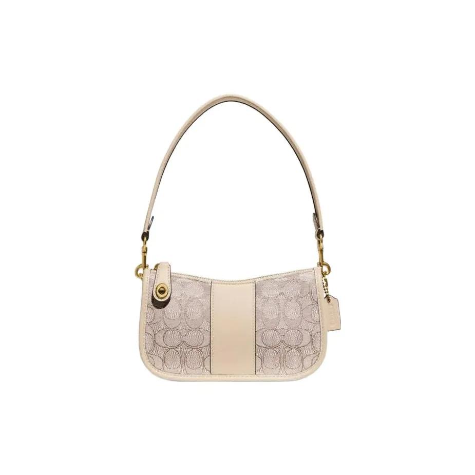 Coach Swinger Iconic Jacquard Tanned Leather Pochette , Shoulder Bag , Handbag , Shoulder Bag Small Women's (Unisex) Shoulder Bags