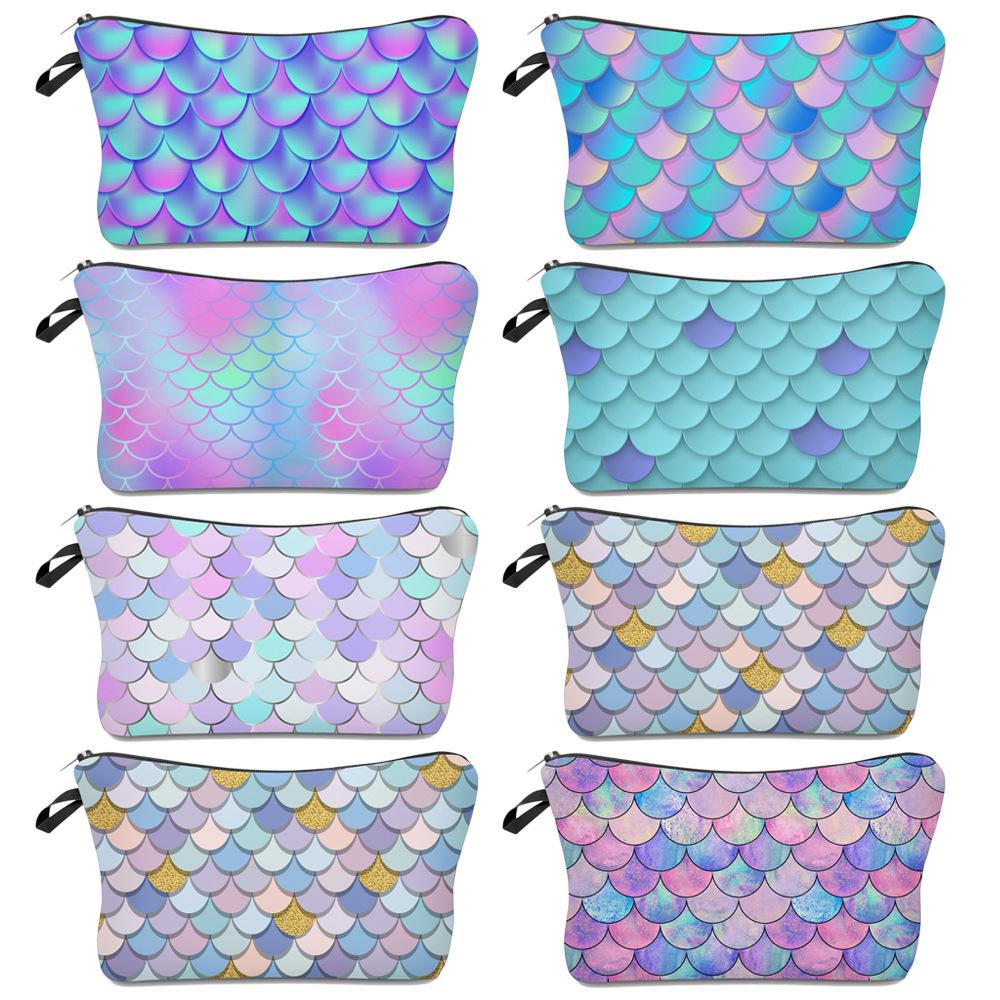 Multi Functional Portable Mermaid Scale Makeup Bag Large Capacity Pouch Wash