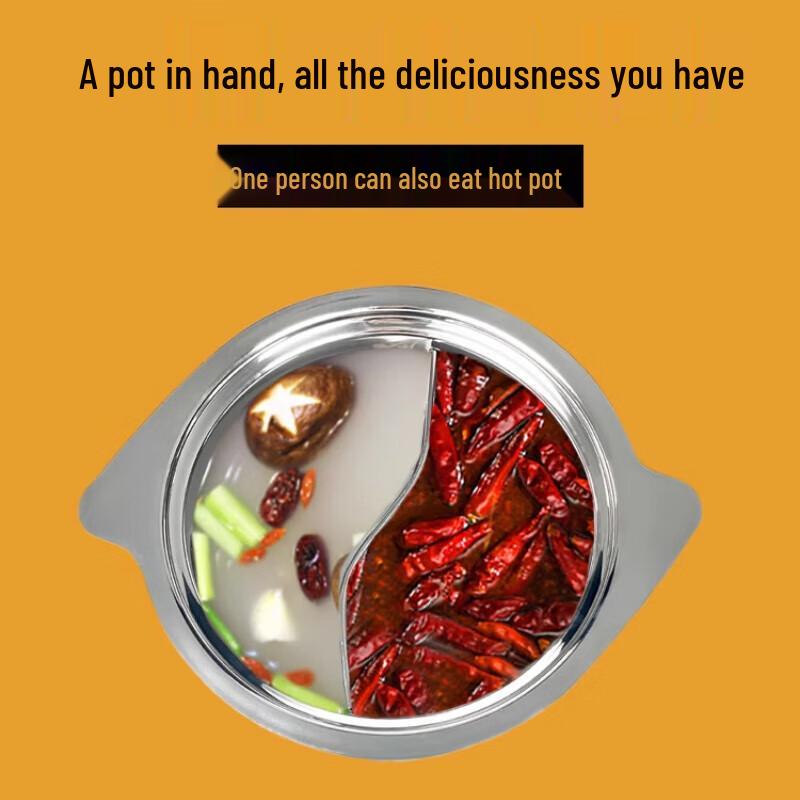 Yingbai 14cm Stainless Steel Single Mini Hot Pot with Lid