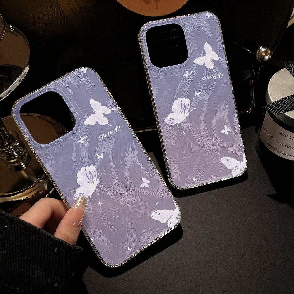 Feather Luster Phone Case for Samsung A53 A14 A33 A12 A32 S24 S23 Plus S20 S21 FE for iPhone 17 15 16 13 Pro 17 16 Pro Max Butterfly Bow Phone Case