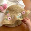 Embroidered Flower Weave Hat Boho UV Protection Cap Casual Beach Hat  Party
