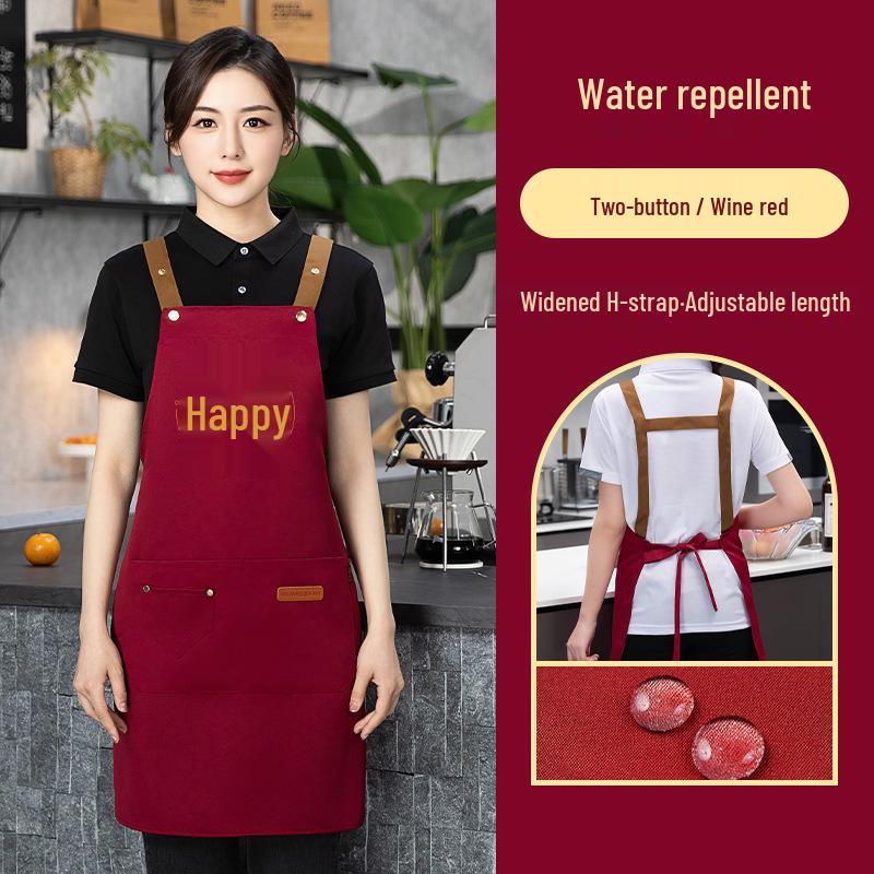 Waterproof Red Apron with Logo for Weddings, 100th Birthdays, and Special Events - Oil-Proof, Festive, Celebratory Design