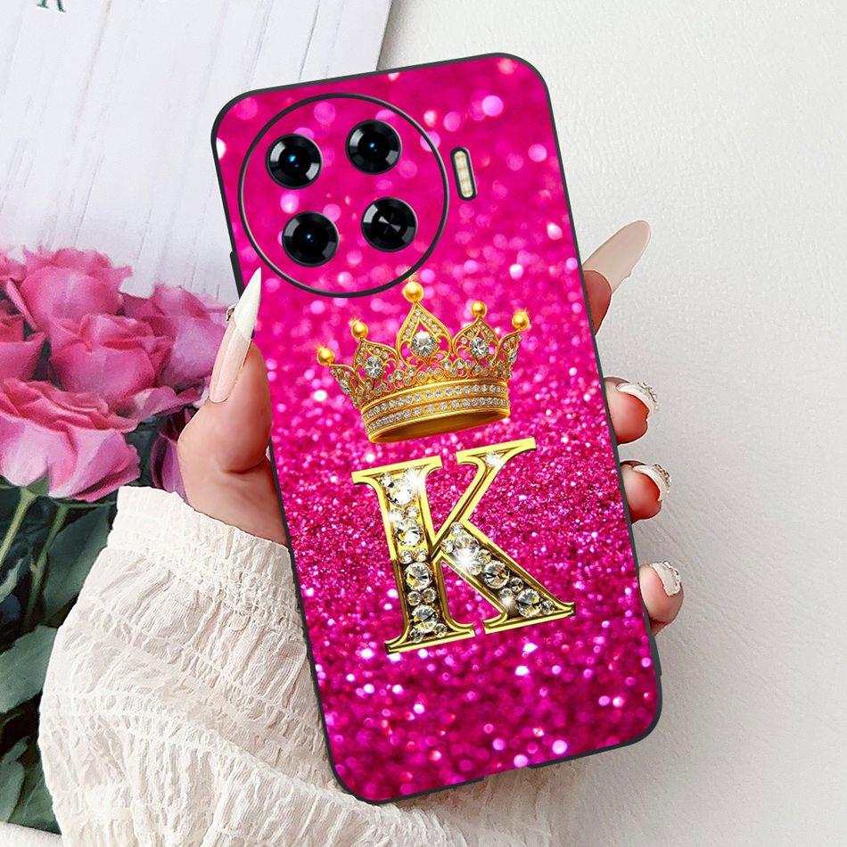 For Tecno Spark 20 Pro+ 20Pro 20 20C Fashion Crown Letter Phone Case For Spark20 20 Pro Plus Black Silicone Soft Cases Bumpers