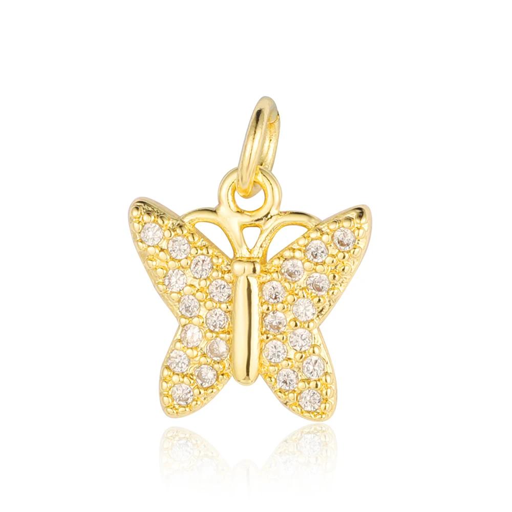 Trendy Brass Cubic Zirconia Life Tree Crown Charm Women Fish Paw Cow Pendant DIY Jewelry Bracelet Earring