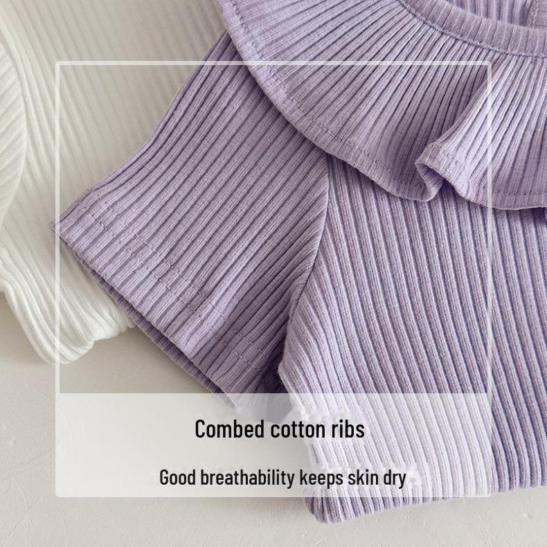 2025 A-typ Enfärgad Ribbad Baby Krypande Romper - Ins Stil