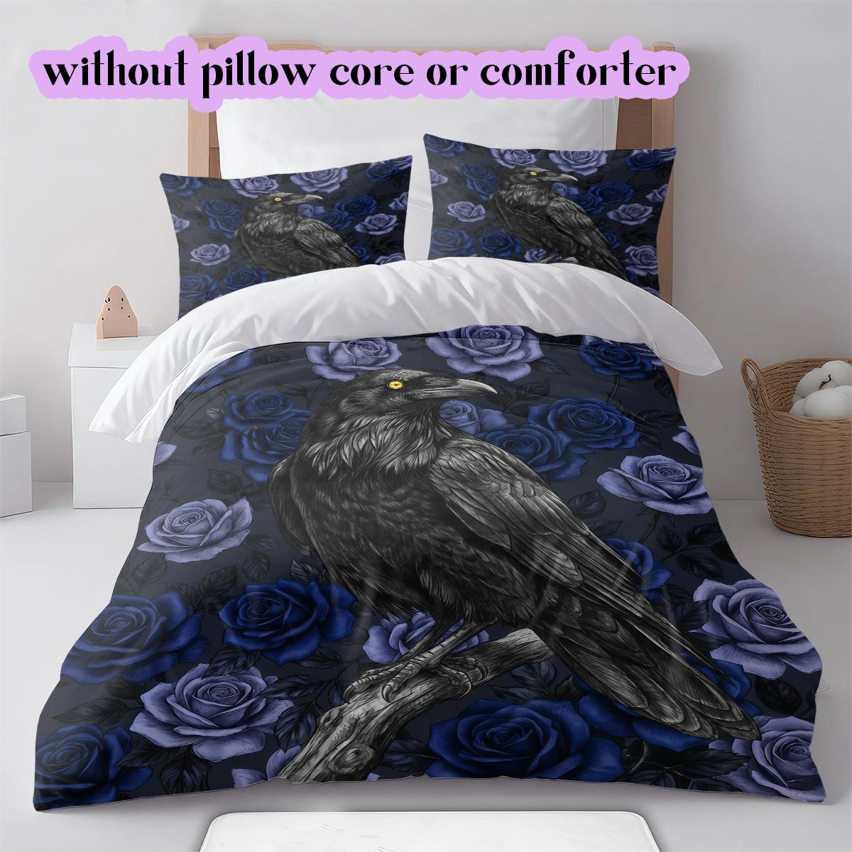 

Rose and DeathPattern Bedding Quilt Set Quilt Cover Pillowcase Home Decoration Birthday Gift (1 * duvet cover + 2 * pillowcase, without core) 135x200cm