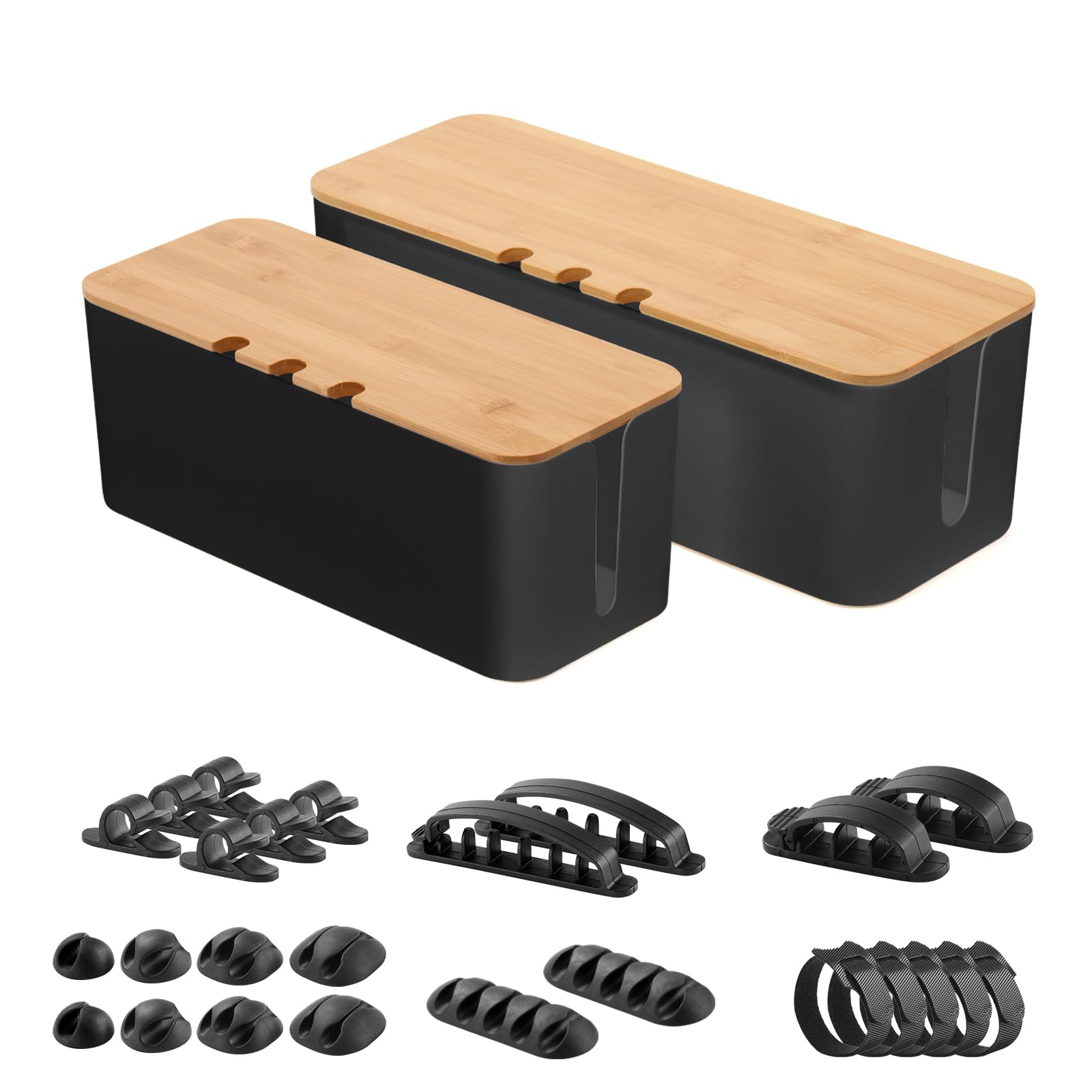 

Cable Box, Power Strip, Outlet Concealer, Wiring Box, Cord Case, Organizer, Charging Cable Storage, Cord Management, Includes 20 Cable Holders and 5