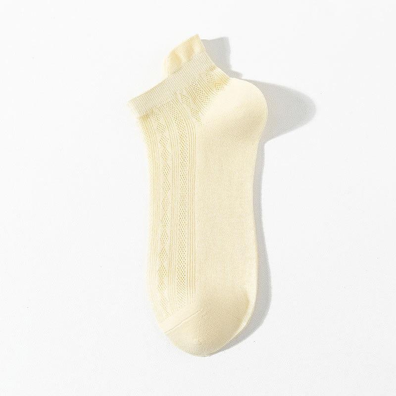 Women's Short Socks, Summer Thin Mesh Breathable Tiel Short Socks, Medium Short Leg, Spring and Autumn Short Shallow Mouth Boat Socks