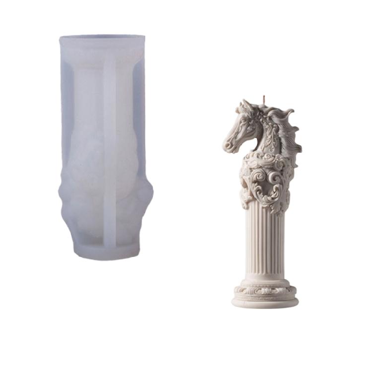 Artistics Roman Pillar Candle Making Mould Silicone Horse Head Embossing Set For Scented Candle Home Decoration