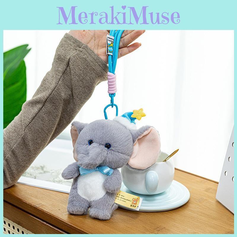Hat Cute Sleeping Bow Cartoon Elephant Plush Toy Pendant For Bag Decoration