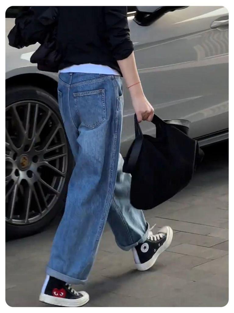 Retro High-Waisted Wide-Leg Jeans for Women - Slimming Petite Nine-Point Straight-Leg Pants