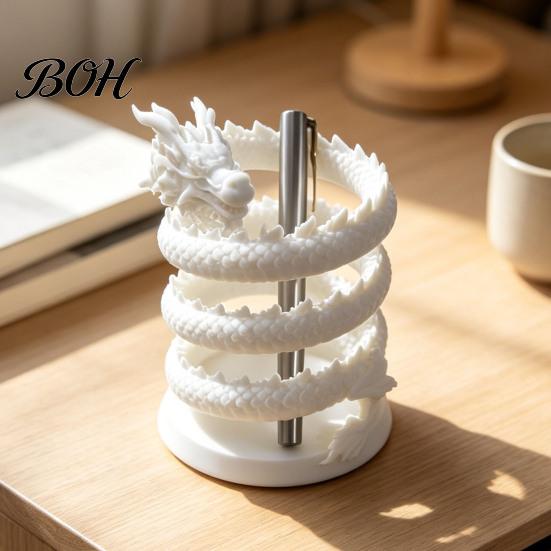 Desk Organizer for Office Supplies Coiled Dragon Pen Holder, Chinese Style Pencil Cool Gaming Decor Organizer, Stationery Storage Container