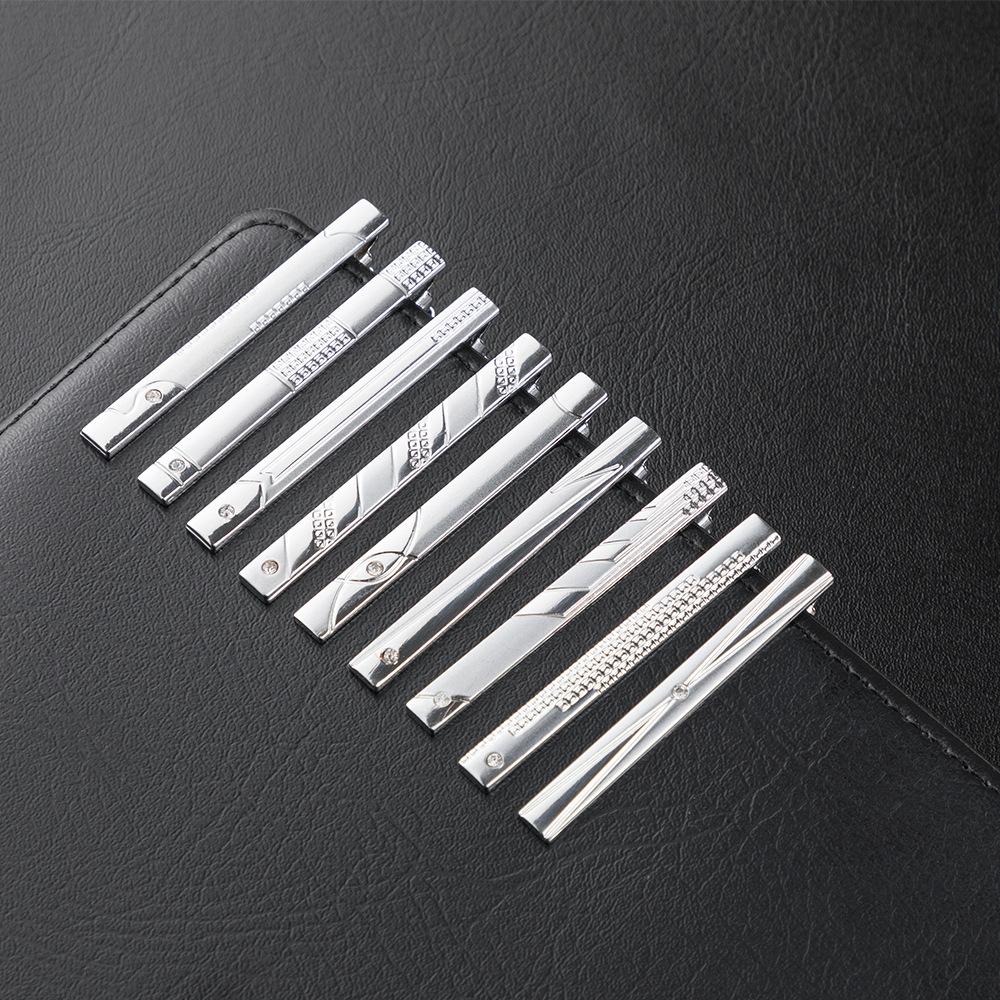 Electroplated Silver Sandblasted Point Diamond Iron Tie Clip, Men'S Business Casual Dress Collar Clip.