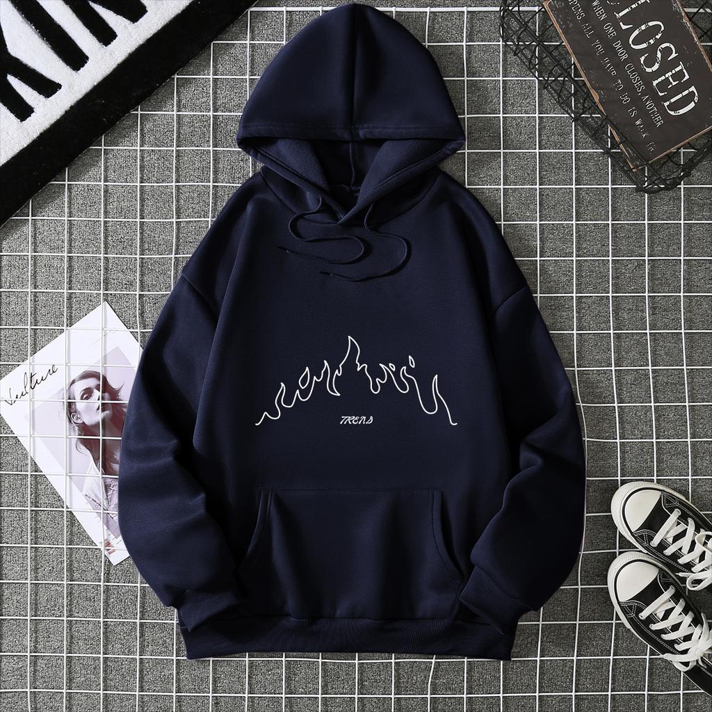 2025 new women's fleece sweater print pocket print hoodie