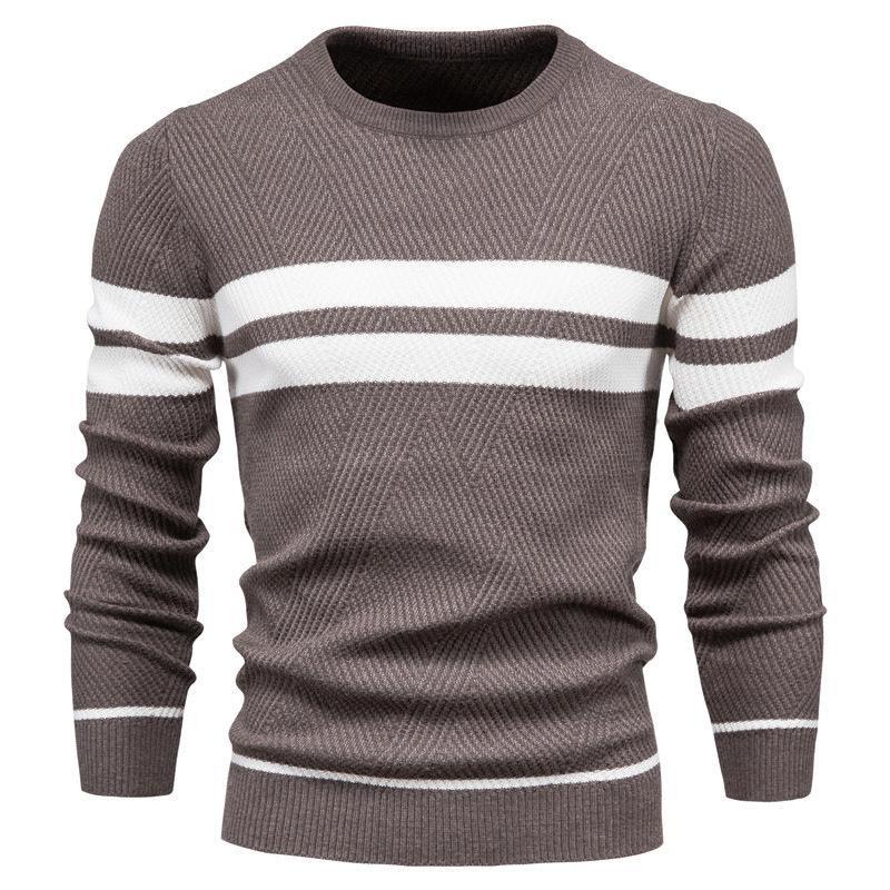 Herbst und Winter Herren Freizeit Gestreifter Herrenpullover Pullover Farbkombination Rundhals Herren Europäische Größe Pullover