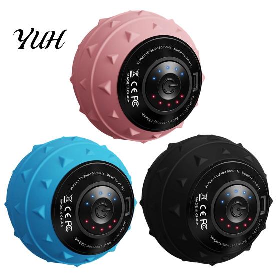 Tragbarer Massageball mit mehrstufiger Vibration, Yogaball, Handlicher elektrischer Muskelroller, 1300mAh Akku, 3 hohe Vibrationsstufen für