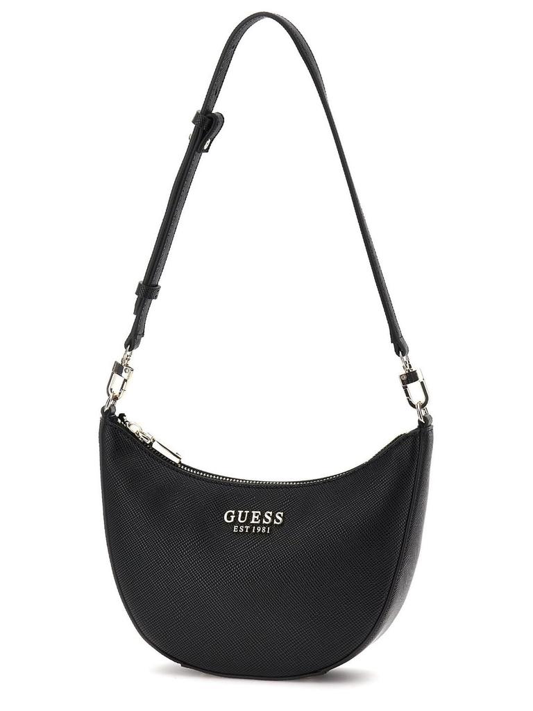 Guess Fedana Mini Top Zip Shredder Shoulder Black Bag, Women's,