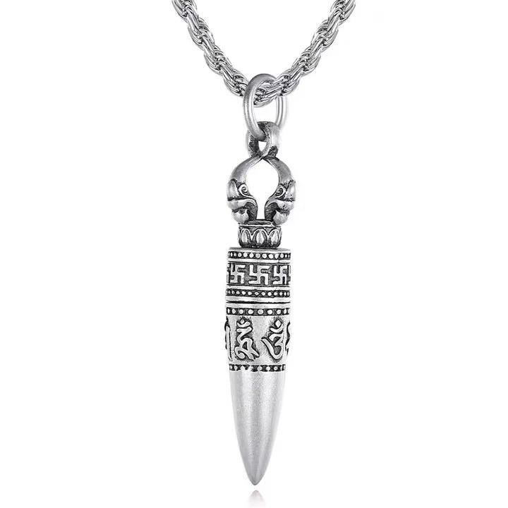 Titanium Steel Diamond Pestle Gawu Can Be Opened Pendant Necklace Pendant Bullet Six Character Mantra Removable Retro Men