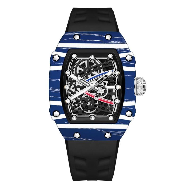 In Stock RM 6702 Slim Barrel Montre Homme Colorful Band Hollow 37.5mm Skeleton Dial Waterproof Sport Casual Quartz Wristwatch