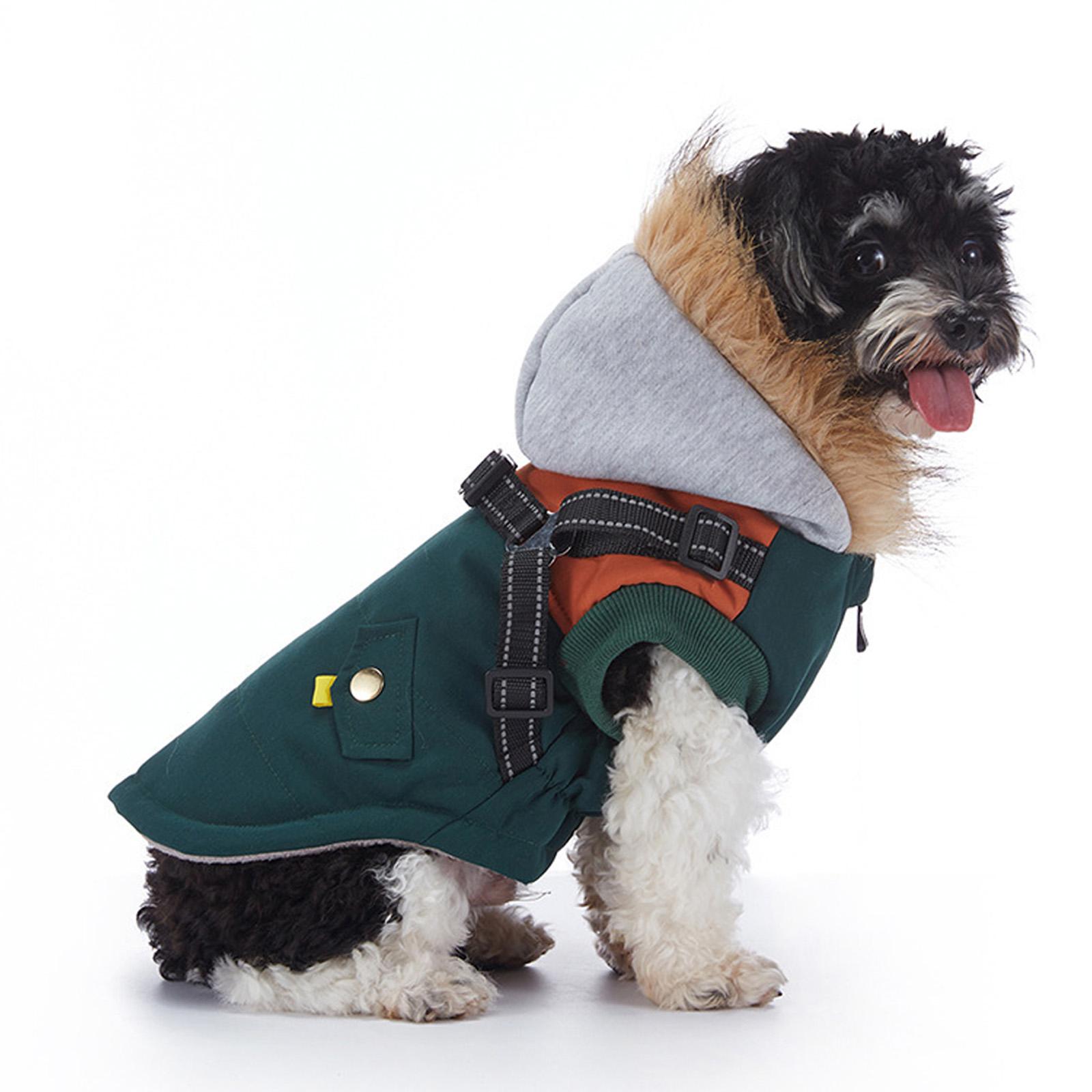 Thermal Waterproof Dog Coat with Reflective Design Harness Jackets for Cold Weather Outdoor Activity Walking Gear M розовый