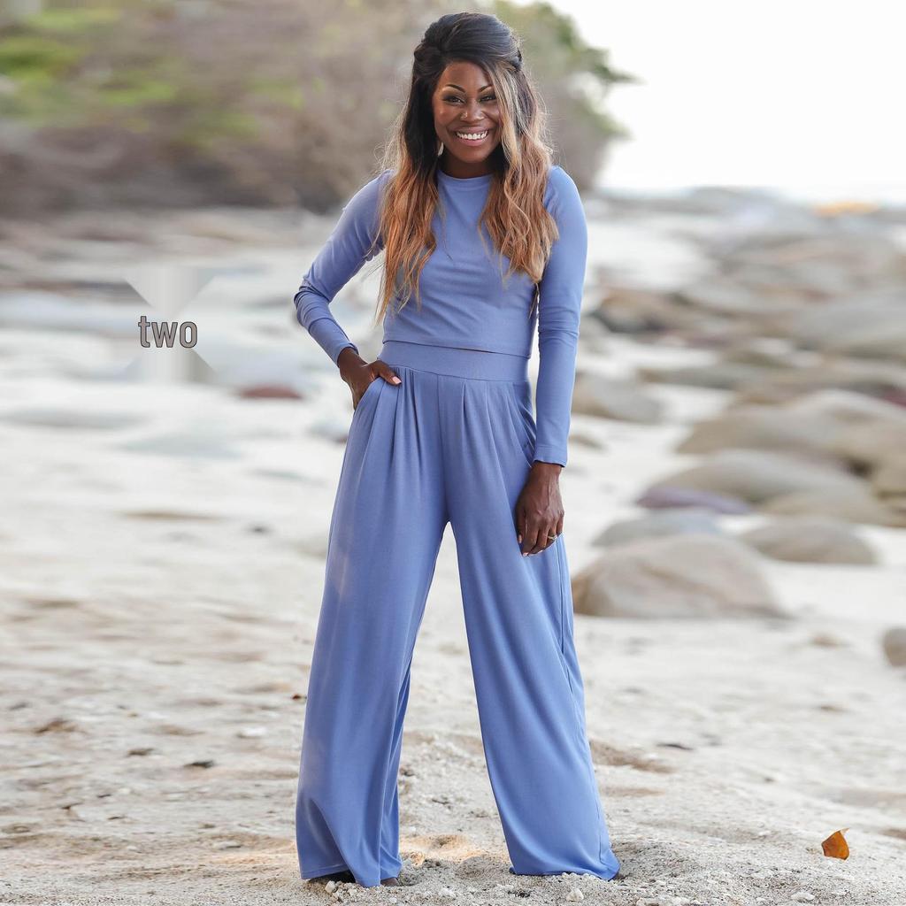 Plus Size Women's Spring/Summer 2026 Casual Suit: Short-Sleeve T-Shirt & Long Pants Two-Piece Set