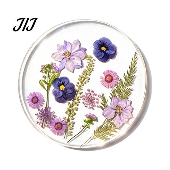 Mother's Day Gift Ideas Floral Print Acrylic Coaster, Non-Slip Surface Heat Resistant Protection Cup Pad, Stylish Drink Coasters Transparent Round Mat