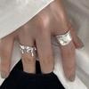 BF CLUB 925 Sterling Rings for Women Simple Geometric Handmade Irregular Retro Wide Ring Allergy For Birthday Party Gift