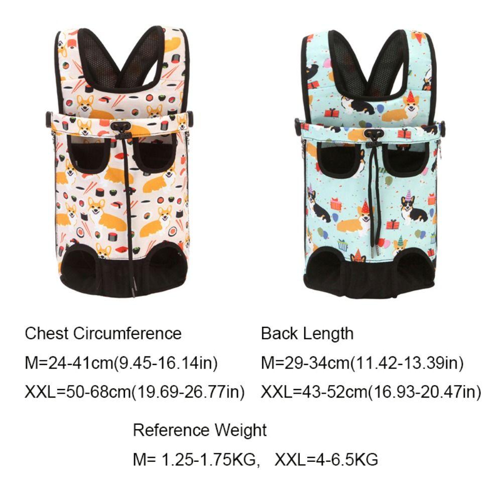 Cartoon Muster Hunde Tragerucksack Verstellbar Belüftet Katze Outdoor Reisetasche Atmungsaktive Haustiertrage Fronttasche Camping