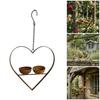 Garden Bird Feeder Hanging Piece With Heart Frame Metal Frame, Two Bowls for Water and Bird Food on Porch Balcony Walls and Tree Posts