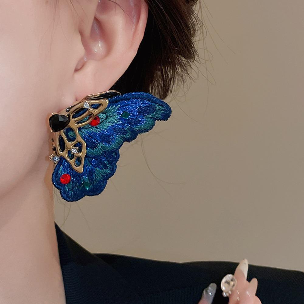 Luxury Embroidery Butterfly Earrings Ear Jewelry Delicate Earrings for Women  Lady Girl