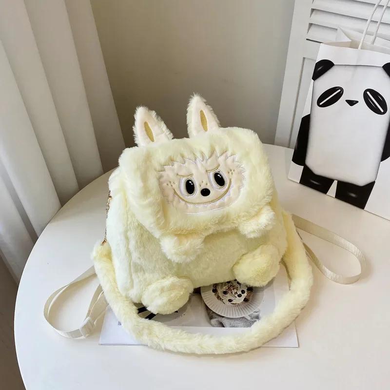 42cm Cartoon Labubu Rabbit Backpack Plush Doll Animal Labu Plush Toy Cute Labu Rabbit Dolll Soft Stuffed Backpack for Girl Gifts
