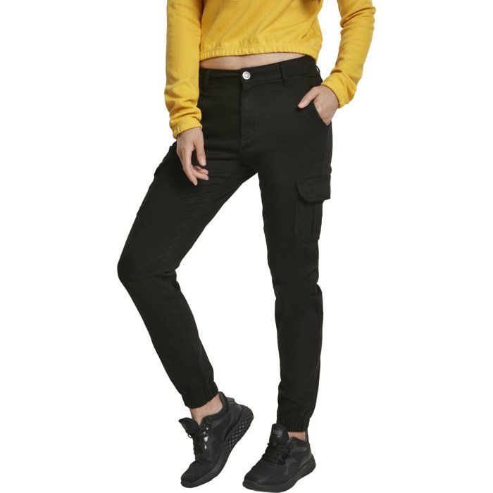 Pantalon Femme - Urban Classic - Cargo - Taille Haute - Noir - Poignets Élastiques
