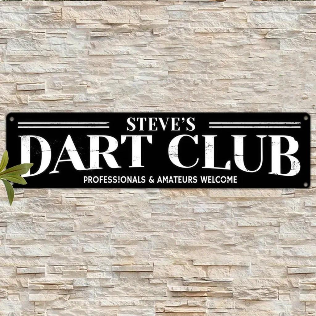 Custom Darts Club Metal Sign Personalized Name Wall Decor Man Cave Game Room Bar Ornament
