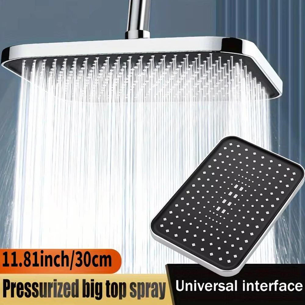 Upgraded 12 Inches Big Panel Large Flow Ceiling Mounted Shower Head Set 3 Modes High Pressure Bathroom Supercharge Showerheads