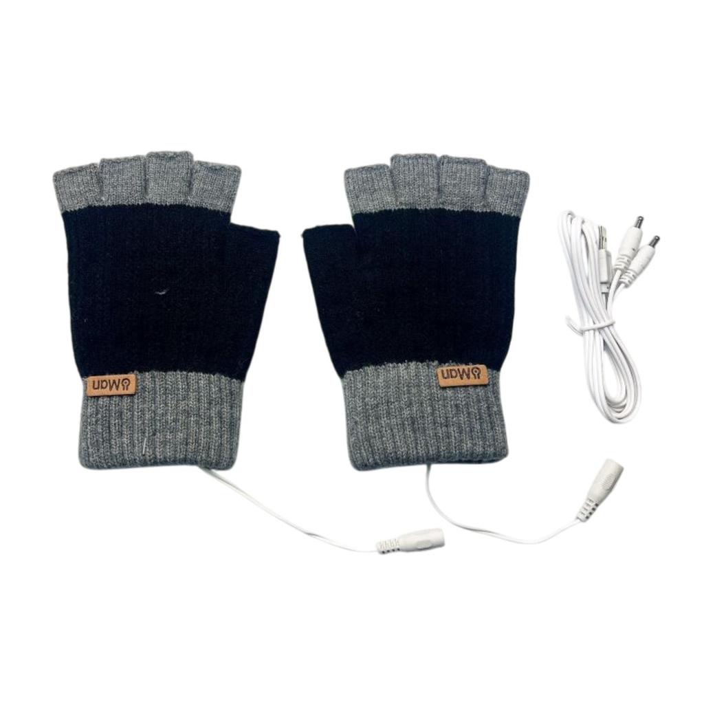 USB Heated Gloves Half Finger for Men Women Knitting Electric Heating Hand