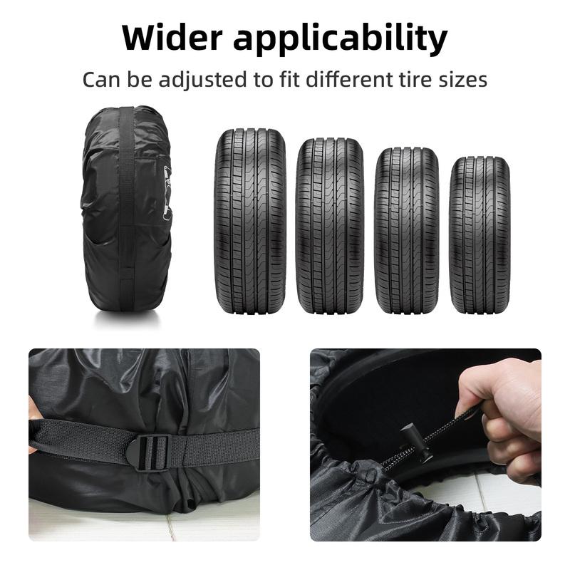 QC 4PCS S/L Size Car Spare Tire Cover Case Dust-proof Protector Polyester Auto Wheel Tire Storage Bags Vehicle Tyre Accessories